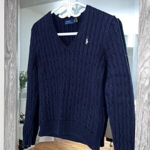 POLO Cable Knit Navy Sweater